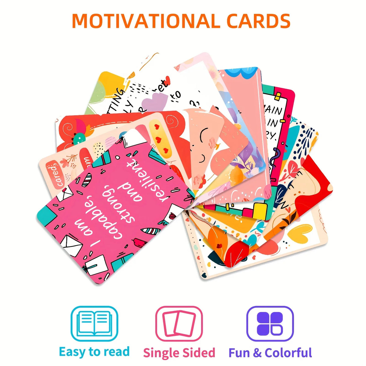 50 Motivational Affirmation Cards – Colorful Inspirational Quotes Affirmation Card Set Babs