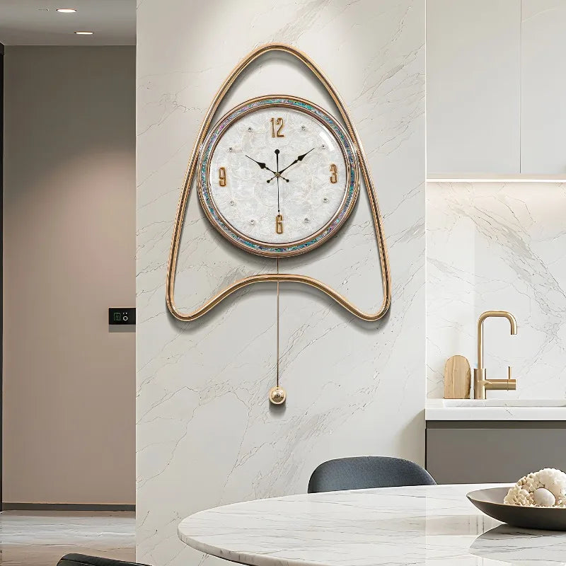 Oeny Natural Shell Nordic Wall Clock – Silent Quartz 40cm Decorative Wall Clock Babs