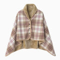 Fleece Wearable Plaid Blanket Poncho Throw – Sofa, Bed & Office Wearable Fleece Blanket Babs Brown