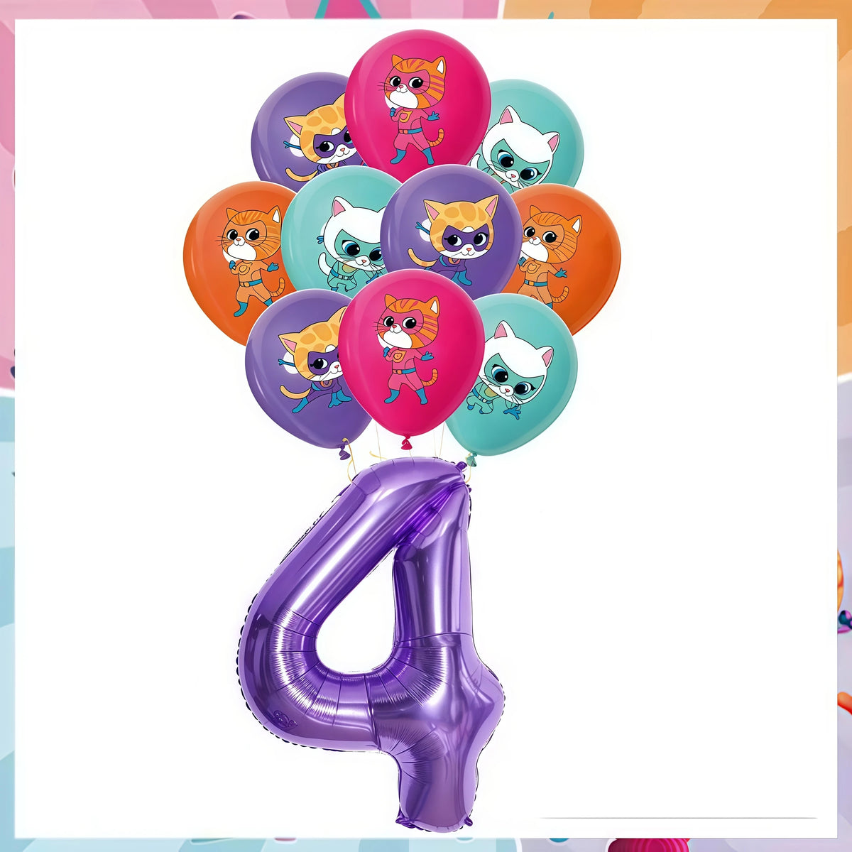 Cat Kitty Birthday Party Supplies – Plates, Cups & Balloons Set Party Supply Kit Babs 19pcs balloon 4
