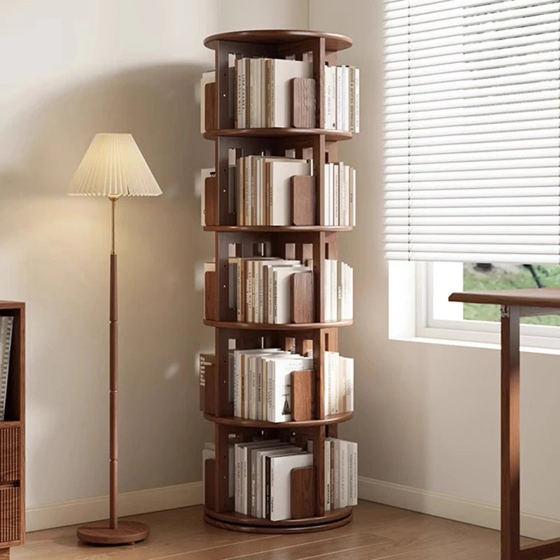 Rotating 6-Tier Wood Corner Bookshelf – Modern Bookcase Rotating Bookcase Babs