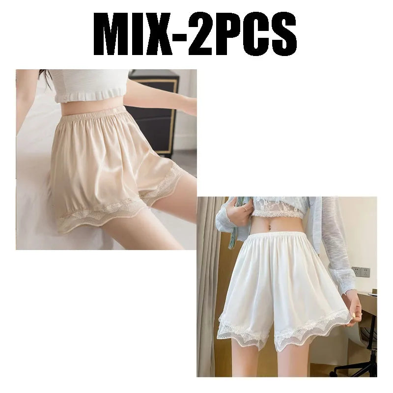 Women's Lace Trim Safety Shorts – Breathable Summer Underwear Women's Safety Shorts Babs MIX-2PCS 4 M