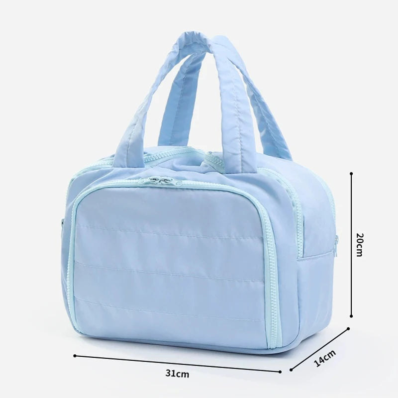 Women's Large Toiletry Bag – Wide-Open Puffy Makeup Organizer Toiletry & Makeup Bag Babs Blue