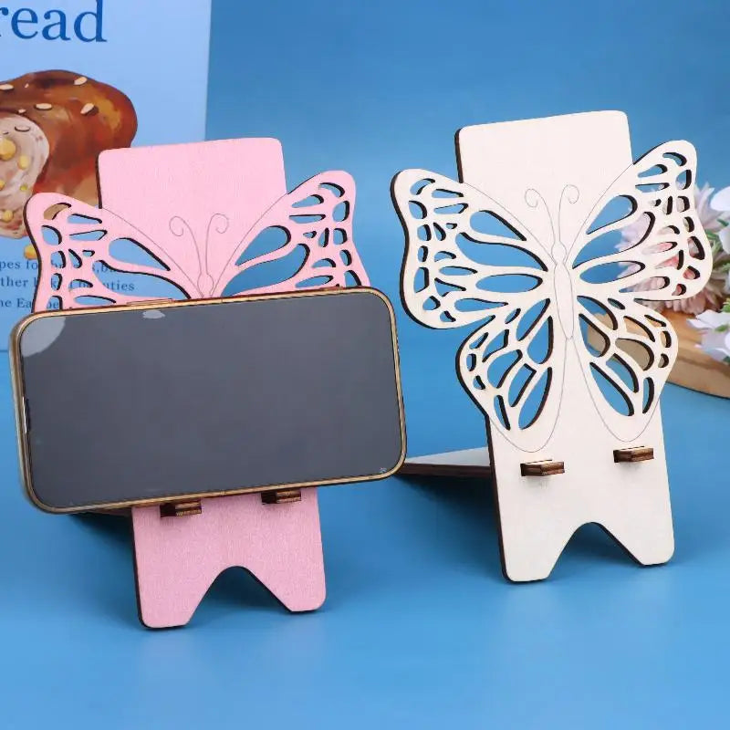 Wooden Butterfly Phone Stand | Cute Hollow Desktop Holder Phone Stand Babs