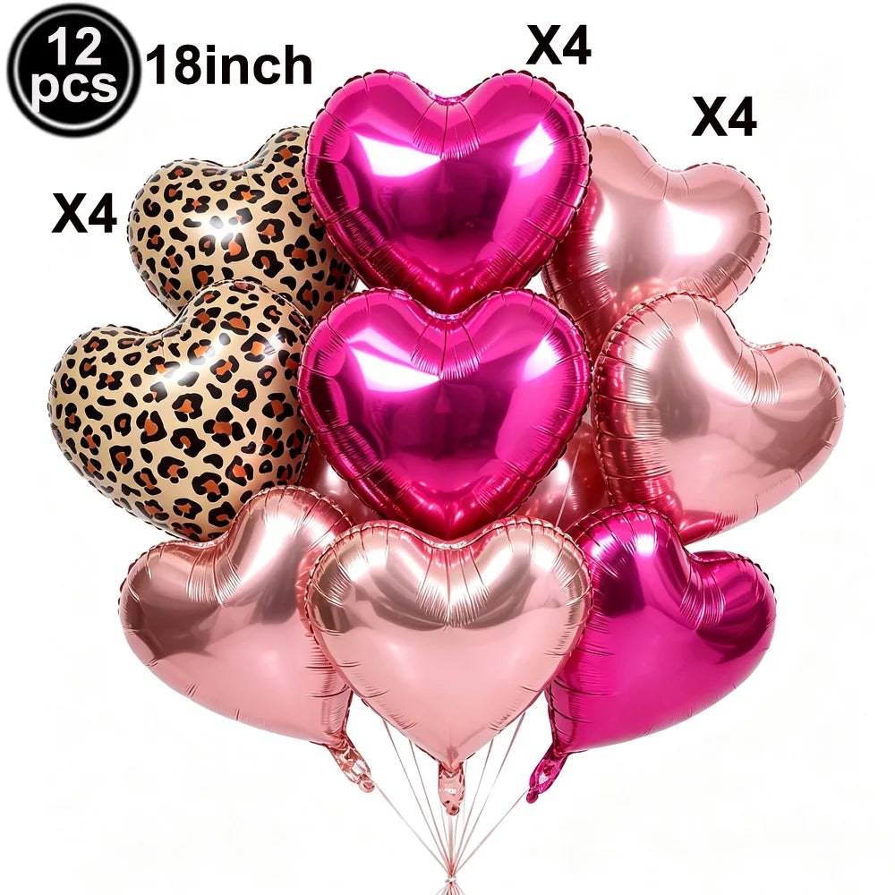 Pink Leopard Print 18th Birthday Party Decor – Balloons & Banner Party Decoration Set Babs DEEP BLUE as show