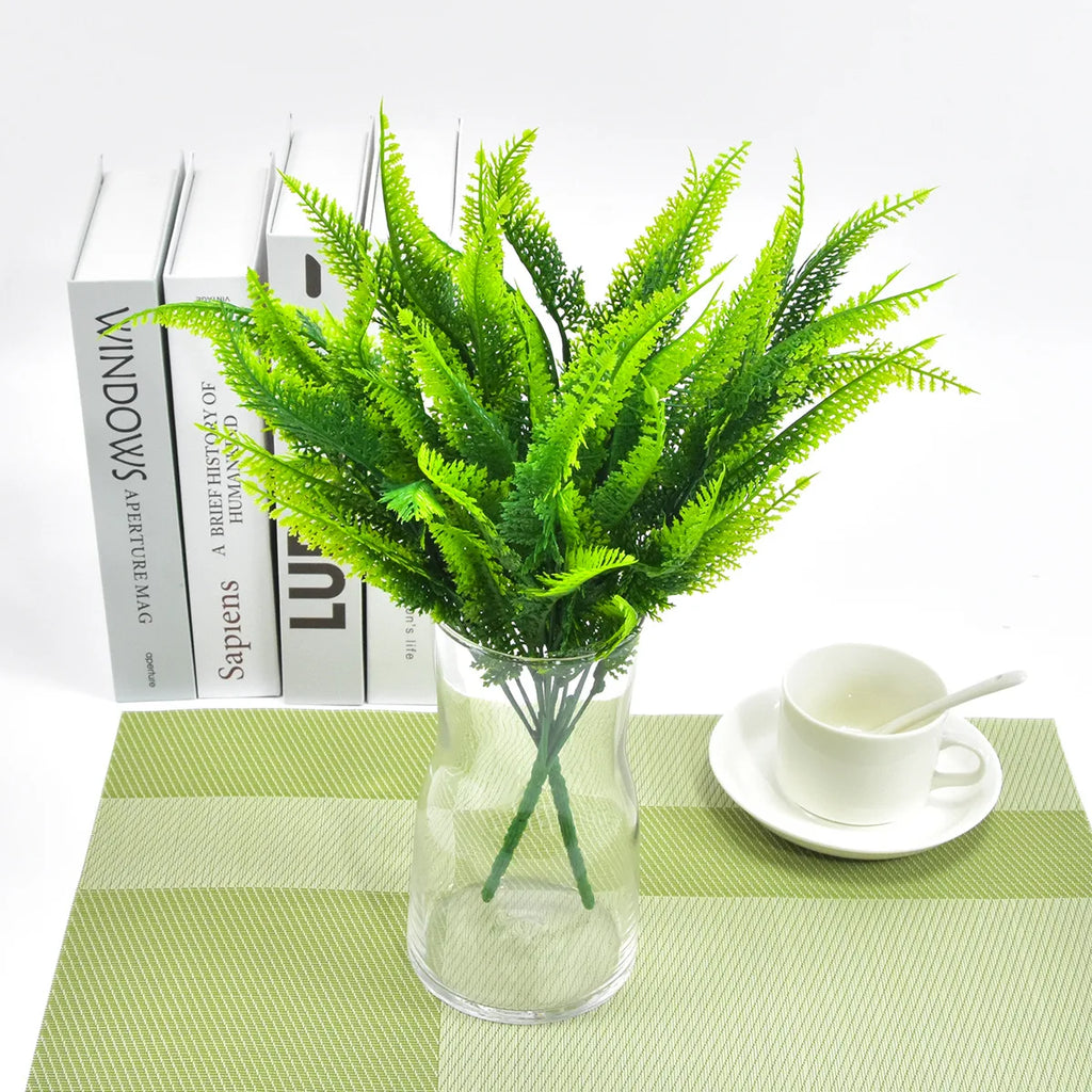 Artificial Persian Fern Leaves Faux Plant Bouquet – 1 or 3 Pcs Artificial Fern Stems Babs
