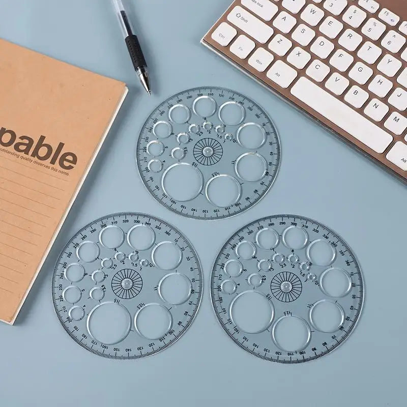 3-Piece Drafting Ruler Set – 360° Full Circle Protractor Drafting Ruler Set Babs