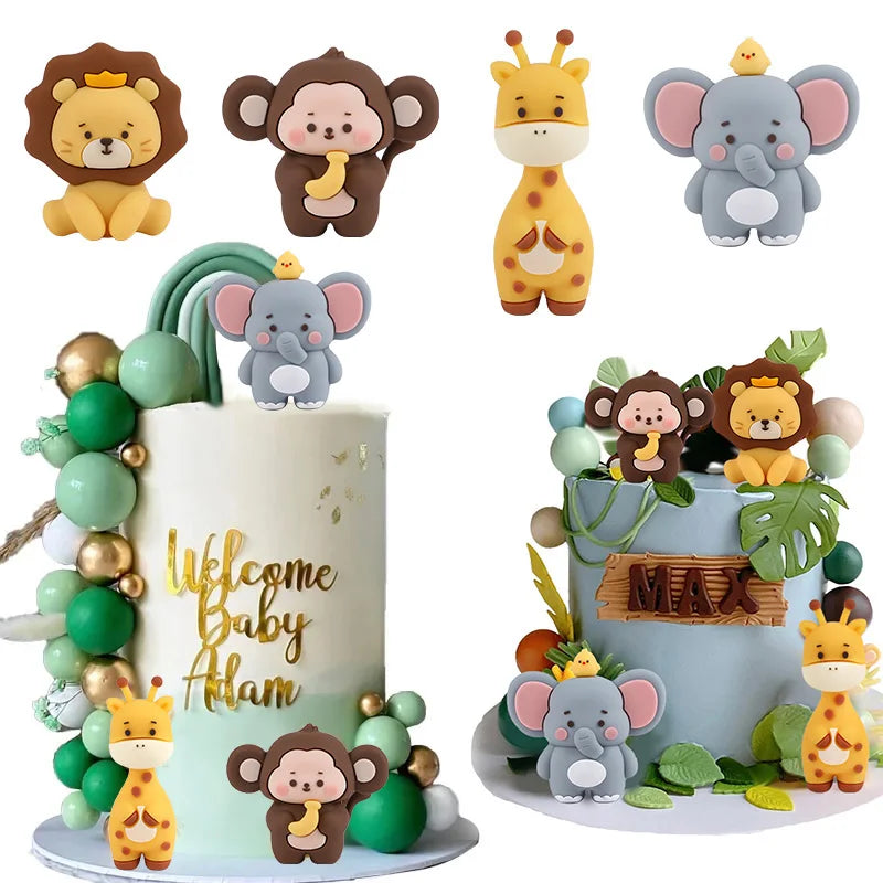 Jungle Animal Birthday Cake Topper – Lion, Giraffe & Safari Set Cake Topper Set Babs