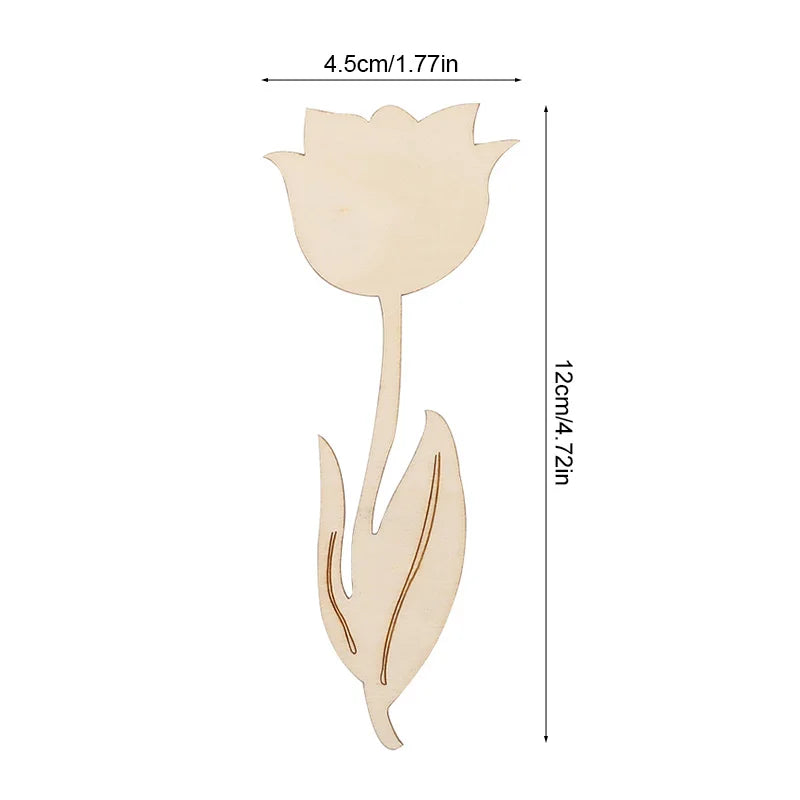 12Pcs Unfinished Wooden Tulip Ornaments – DIY Easter Crafts DIY Wood Craft Kit Babs B