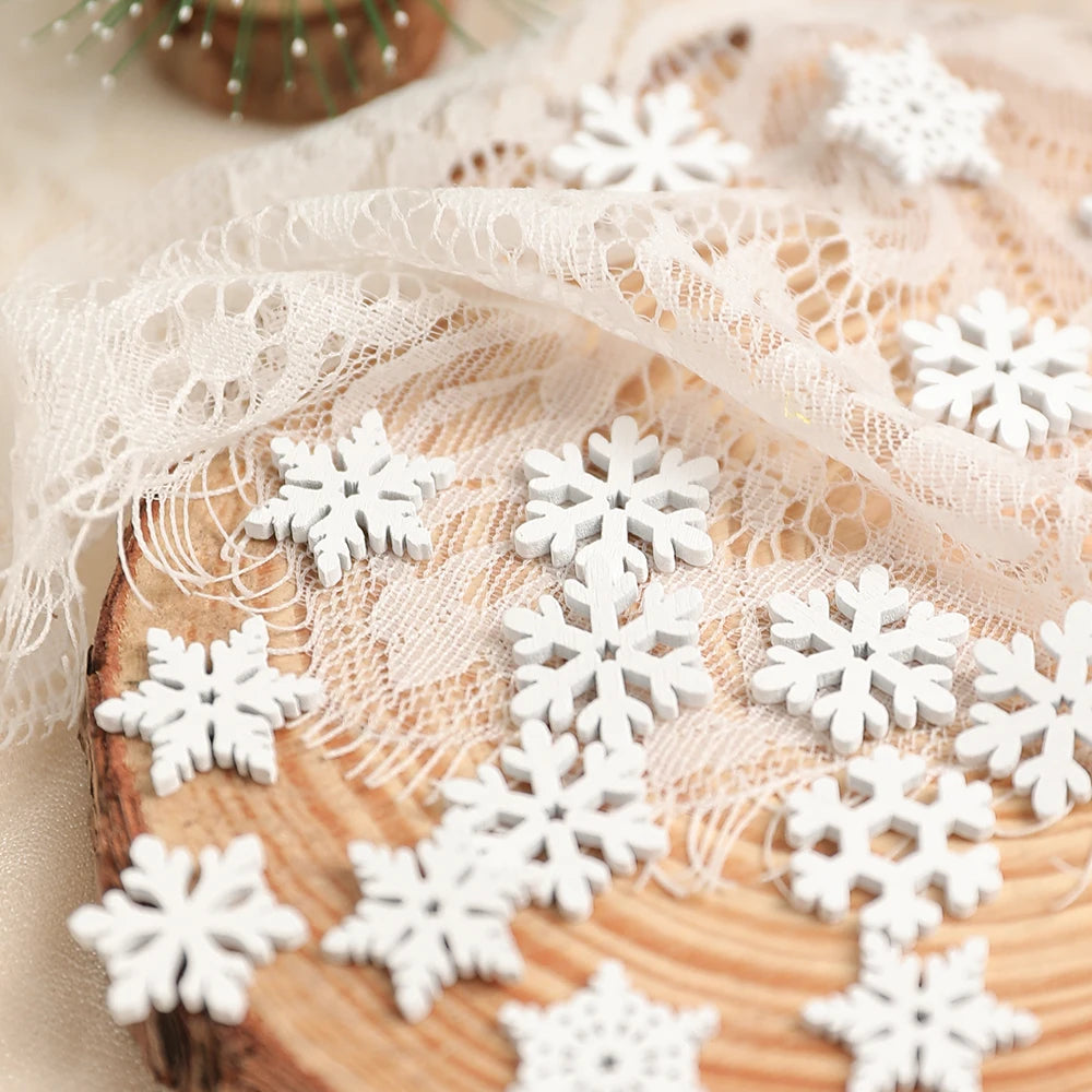 50Pcs Mini Glitter Snowflake Ornaments for Christmas DIY Decor Christmas Craft Ornaments Babs
