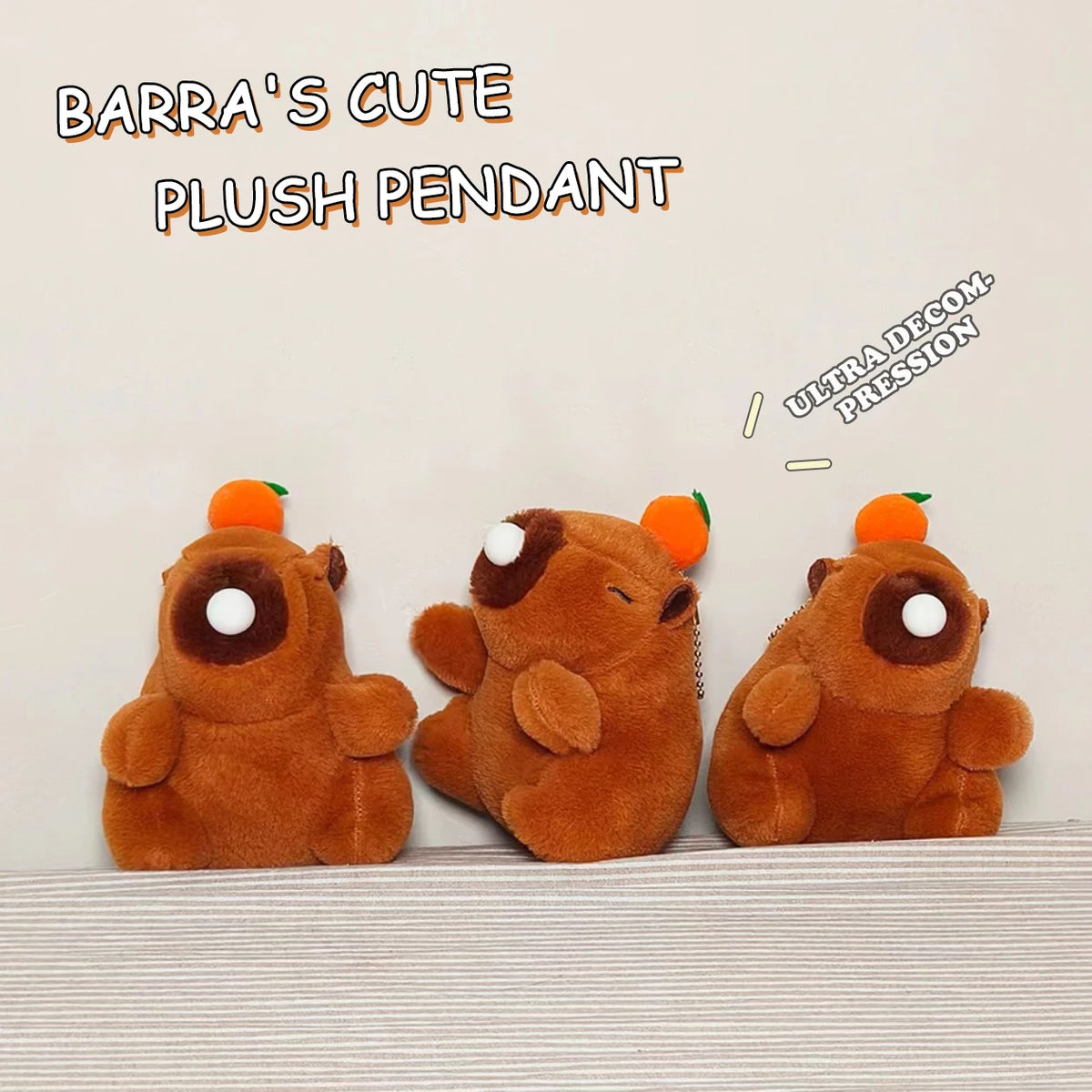 Plush Capybara Keychain Pendant – Cute Persimmon Bubble Doll Plush Keychain Pendant Babs