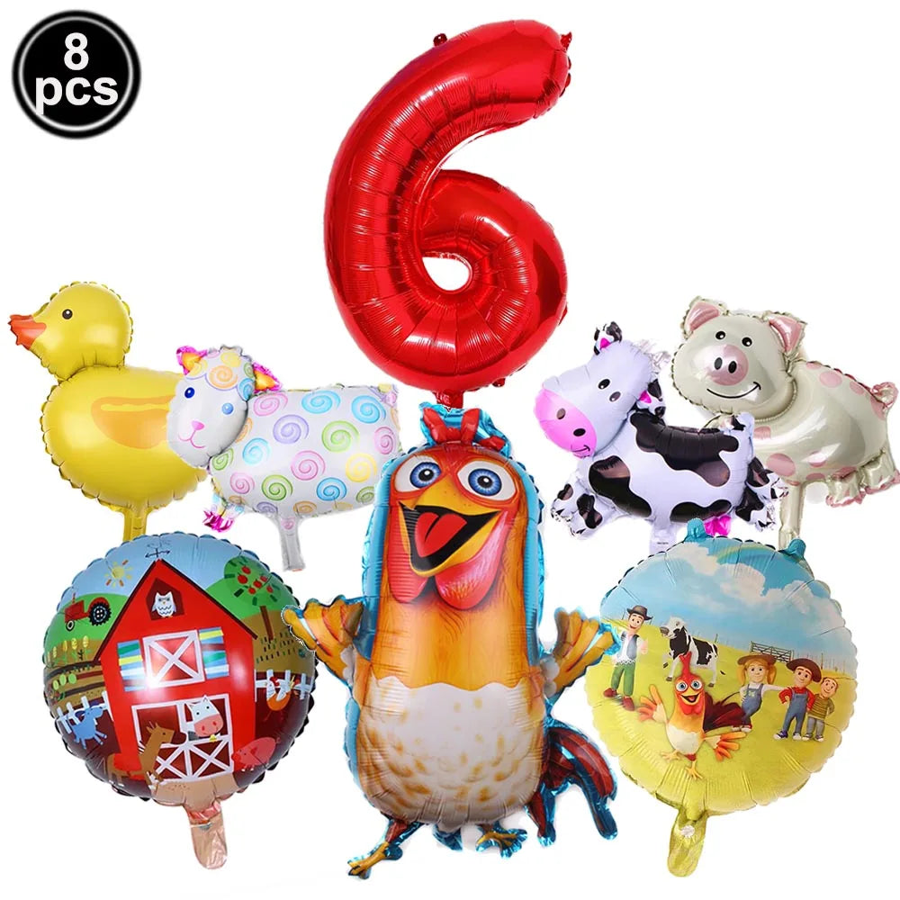 Farm Animal Foil Balloons Set – Cow Sheep Duck Pig Party Decor Party Balloons Set Babs Camouflage As show