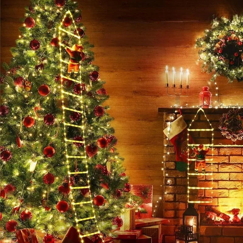 LED Christmas Ladder Light with Climbing Santa Claus | 3M Christmas LED Lights Babs