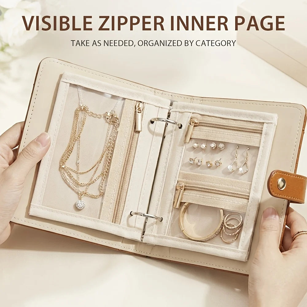 Travel Jewellery Case – Clear Velvet Pouches & Zip Compartments Travel Jewellery Case Babs