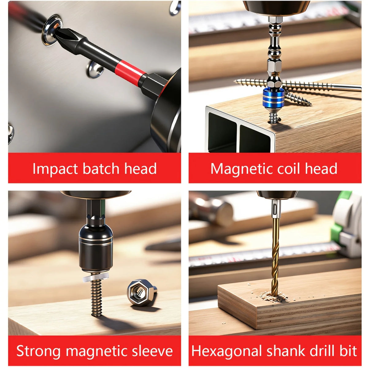 10Pcs S2 Steel Magnetic Screwdriver Bits – Hex Shank Impact Set Screwdriver Bit Set Babs