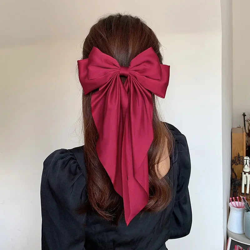 Korean Big Bow Satin Hair Clip – Ribbon Barrette for Women Hair Bow Barrette Babs