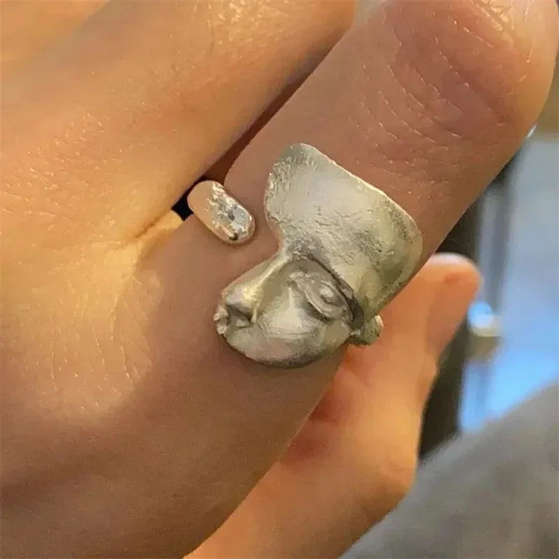 Mystical Masked Face Open Ring – Goth Copper Jewelry Fashion Ring Babs
