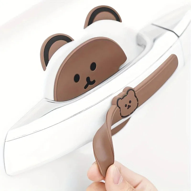 8pcs Bear Silicone Car Door Handle Protector Anti-Scratch Car Handle Protector Babs
