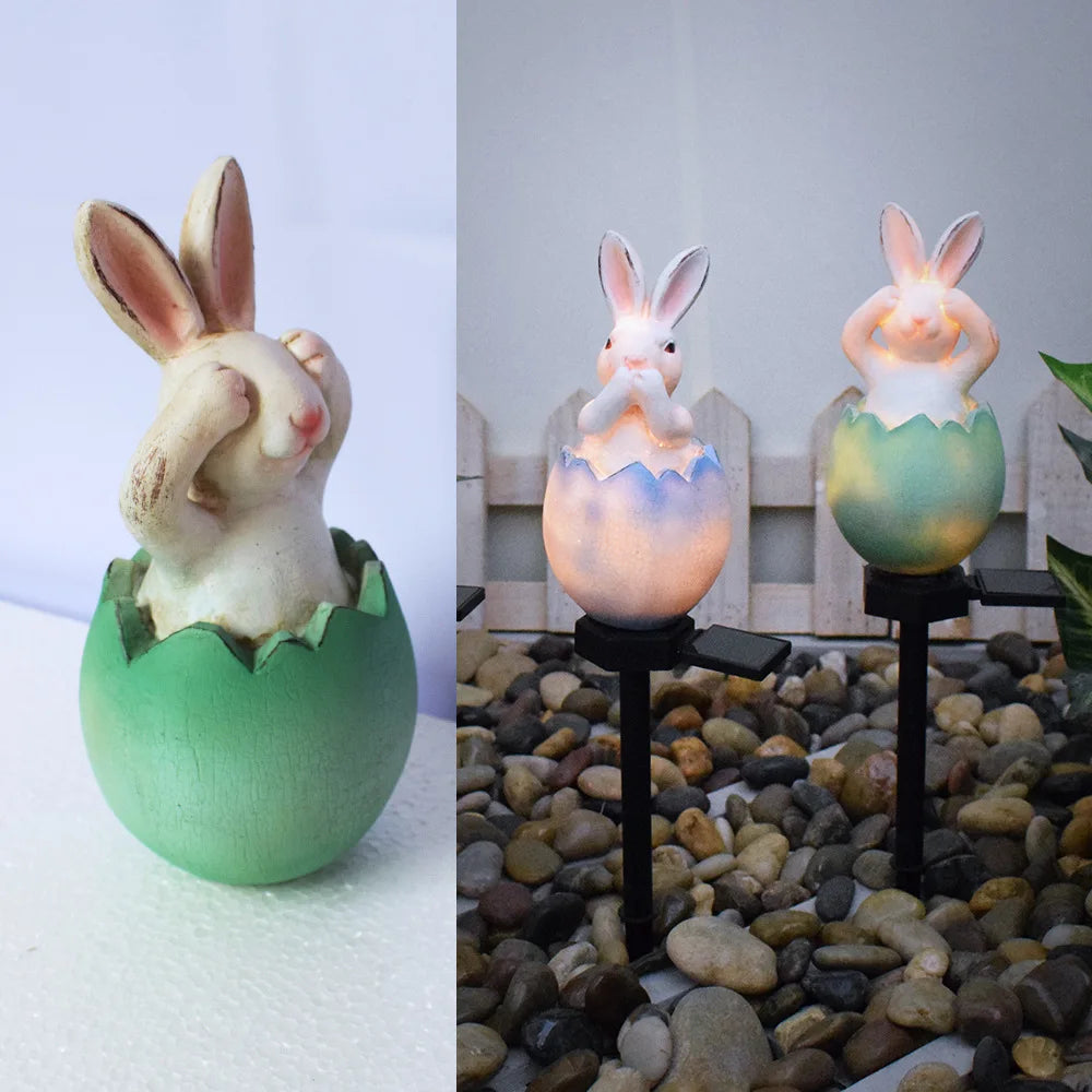 Solar Bunny Egg Lamp – Waterproof LED Garden Pathway Light Solar Garden Light Babs green 1PC