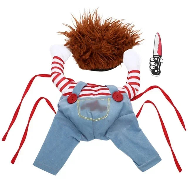 Halloween Deadly Doll Dog Costume Set – Funny Pet Outfit Pet Costume Set Babs Clothes XL