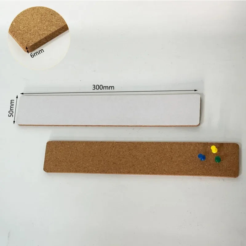 Self-Adhesive Cork Strips Memo Board Set – 5 Strips + Pins Cork Memo Board Strip Babs
