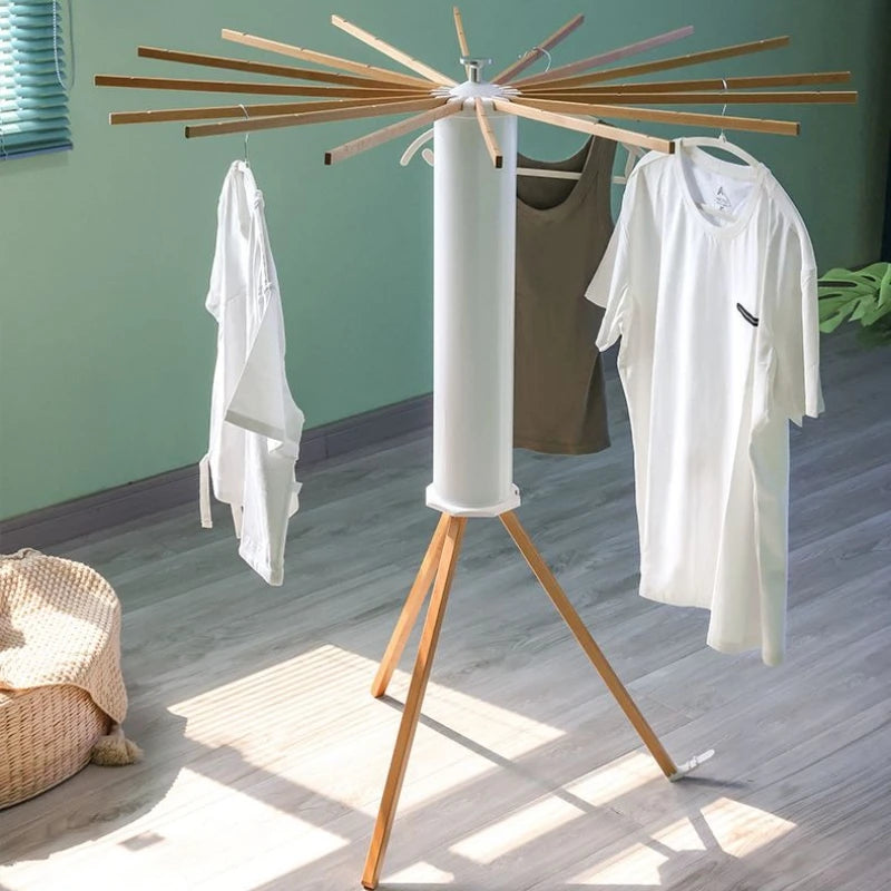 Folding Wooden Clothes Drying Rack – 16-Bar Floor-Standing Clothes Drying Rack Babs