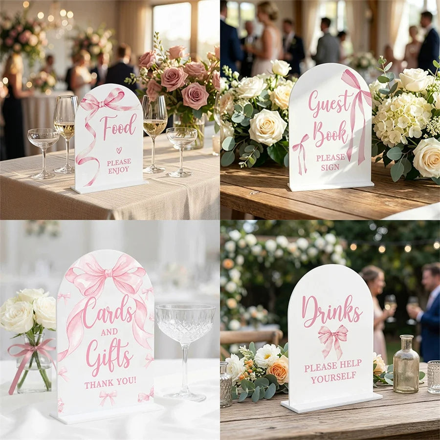 Pink Bowtie Acrylic Table Number Holder | Wedding Décor Table Number Holder Babs