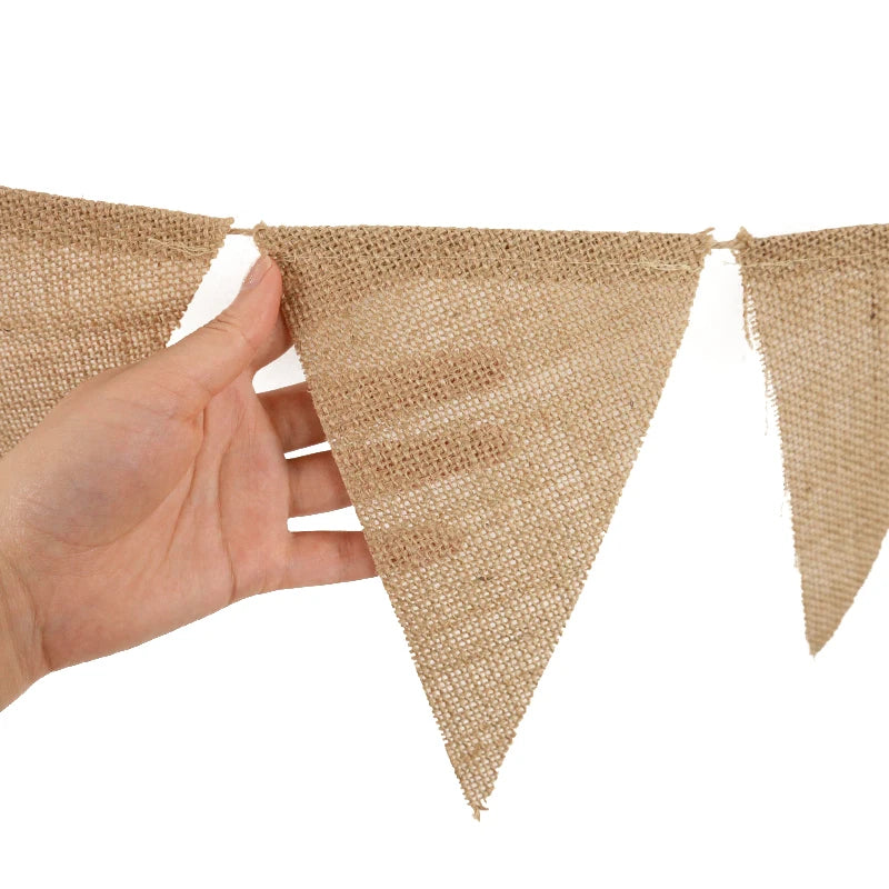 3.8M Vintage Burlap Bunting Banner – 13 Flag Jute Garland Party Bunting Banner Babs