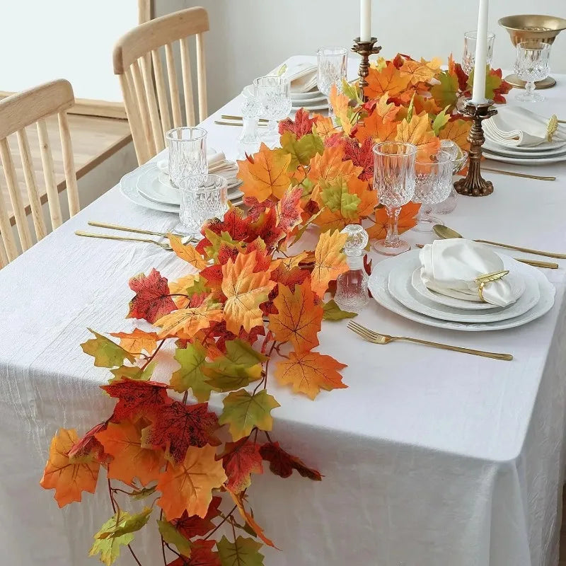2M Fall Maple Leaf Artificial Garland | Autumn Vine Decor Artificial Leaf Garland Babs