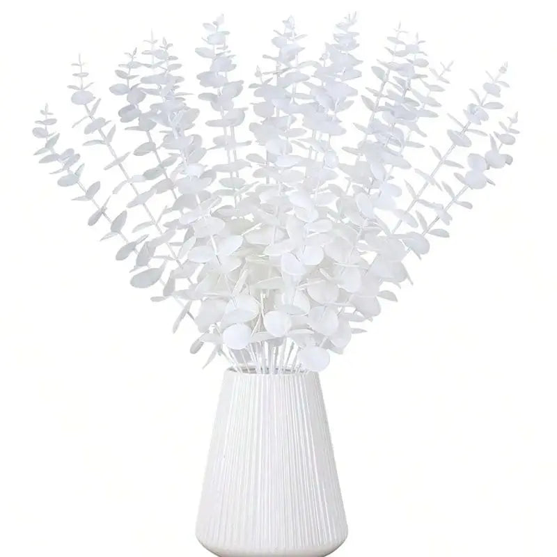 Artificial Eucalyptus Stems – Wedding, Christmas & Home Décor Artificial Floral Stems Babs Milky White 20pieces