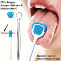 2-in-1 Tongue Brush & Scraper Set | Fresh Breath Oral Care Tongue Scraper Set Babs 2PCS