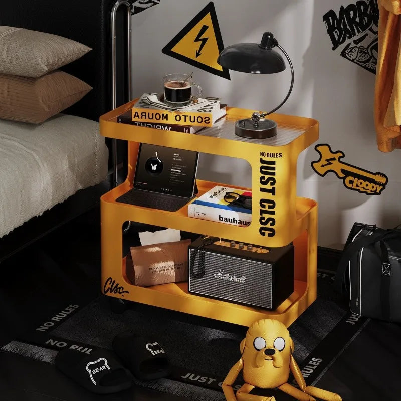 Modern Moroccan Nightstand with Wheels & 3 Drawers | Bedside Table Bedroom Nightstand Babs