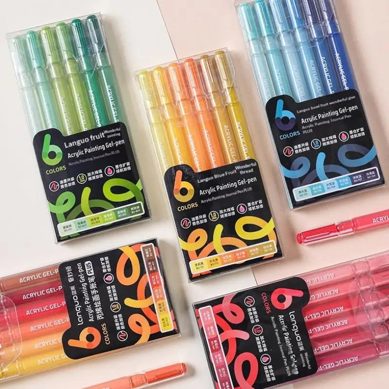 6-Color Gel Pen Set – Acrylic Painting & Writing Markers Gel Pen Set Babs