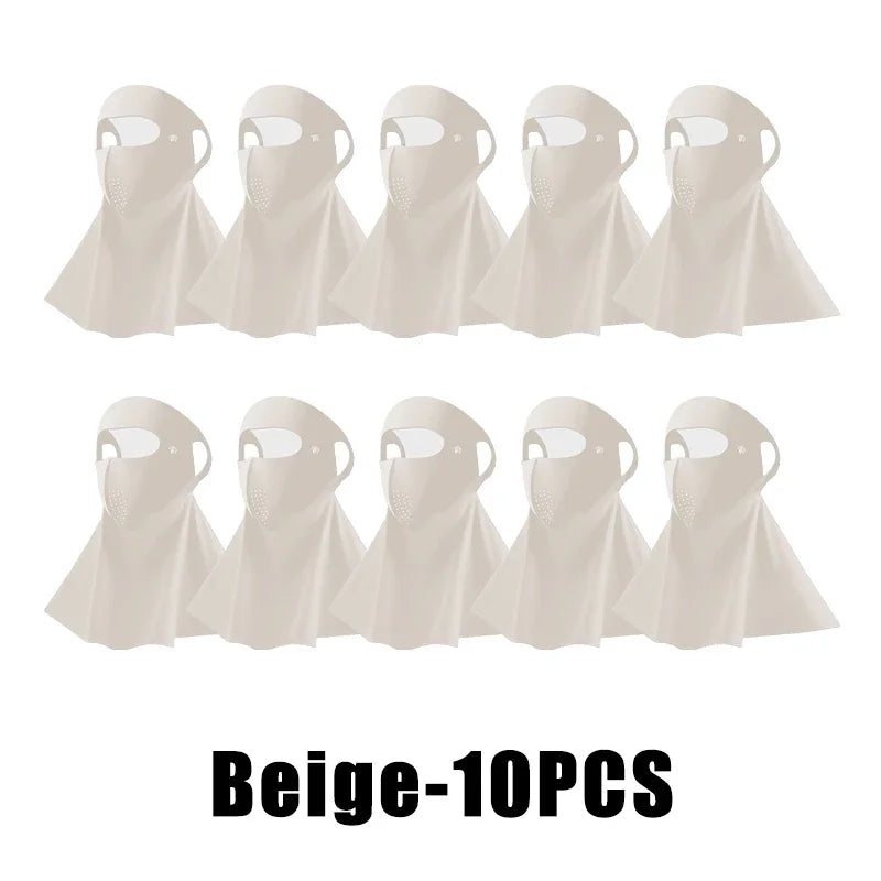 UPF50+ Ice Silk Sun Protection Mask & Neck Scarf – Anti-UV Sun Protection Mask Babs Beige 10PCS