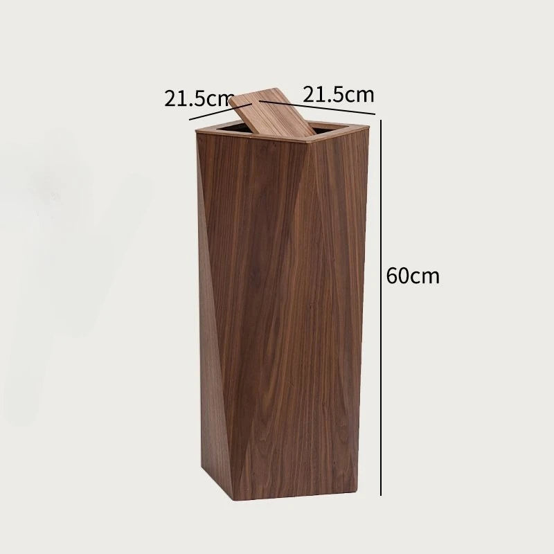 Large Wooden Trash Can – Waterproof Luxury Rolling Cover Bin Wooden Waste Bin Babs Walnut Flip