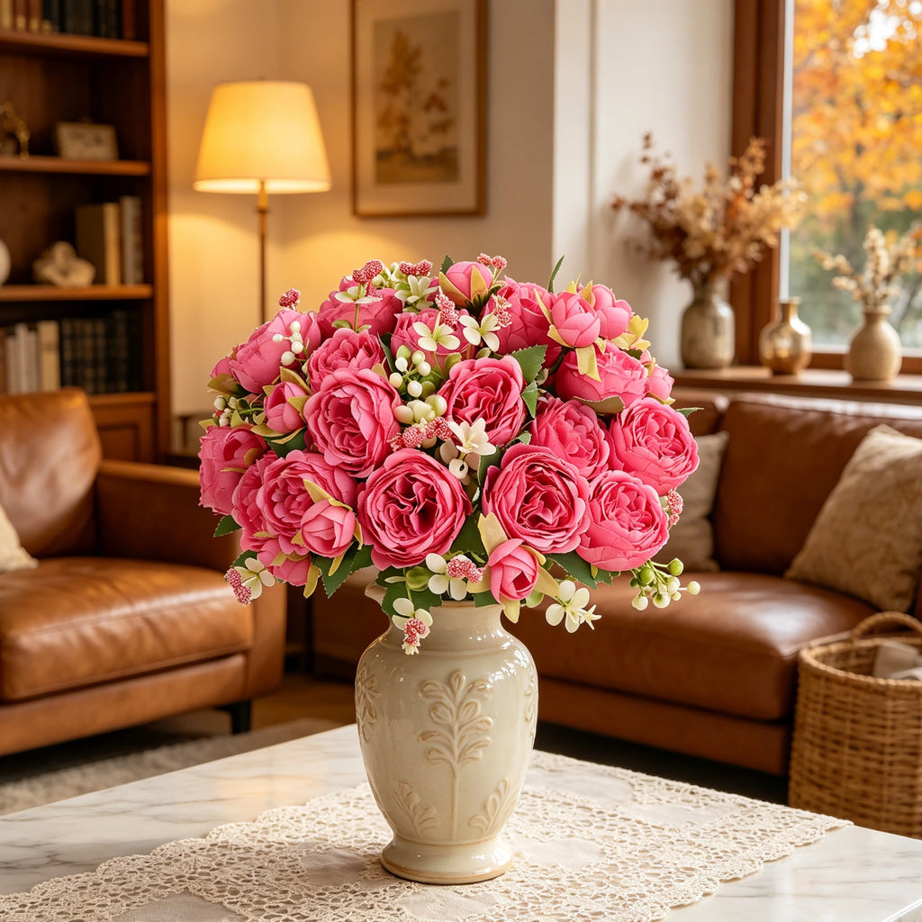 Silk Peony Rose Artificial Flowers – Wedding & Home Décor Artificial Flower Bouquet Babs