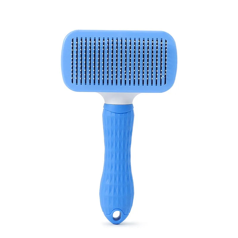 Pet Brush Easy-Clean Button | Detangling Dog Massage Comb Dog Grooming Brush Babs Blue