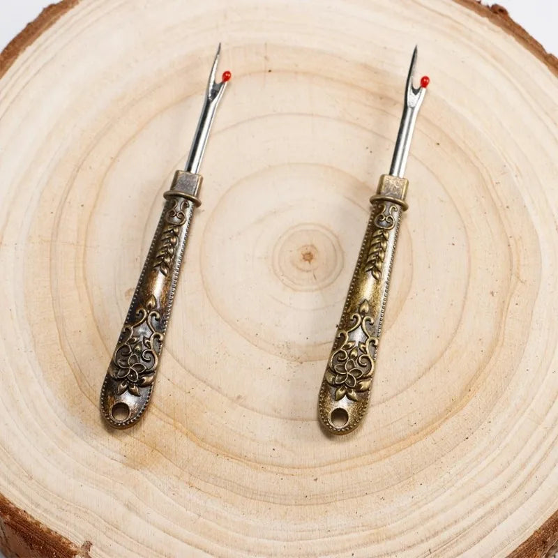 2pcs Vintage Brass Seam Ripper Set – Thread Cutter with Handle Seam Ripper Set Babs Bronze Gold