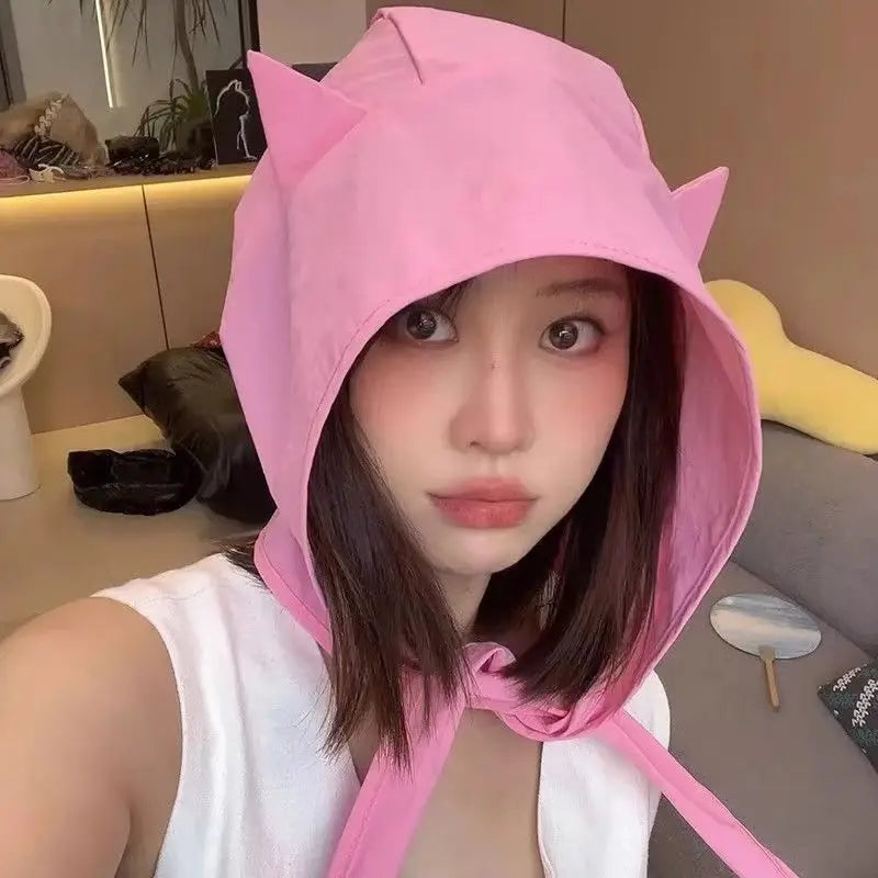 Cute Cat Ears UV Sun Hat – Quick Dry Ear Flap Beach Cap UV Bucket Hat Babs Pink 1PC