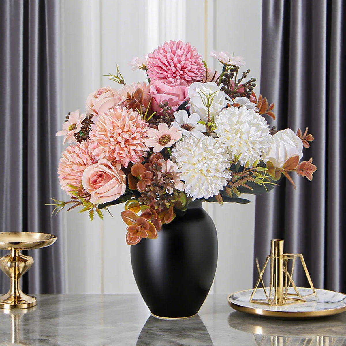 4pcs Silk Rose Artificial Flowers – Wedding & Home Décor Set Artificial Silk Flowers Babs