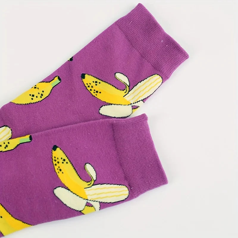 Banana Print Crew Socks – Novelty Funny Gift Socks Novelty Crew Socks Babs