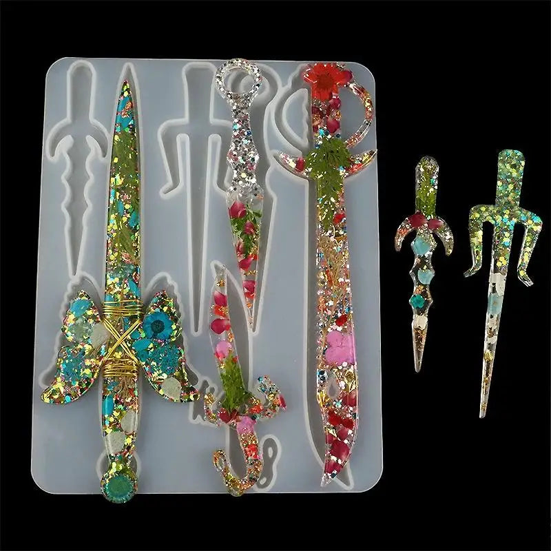 Dagger Silicone Resin Mold – DIY Jewelry Pendant & Keychain Silicone Casting Mold Babs