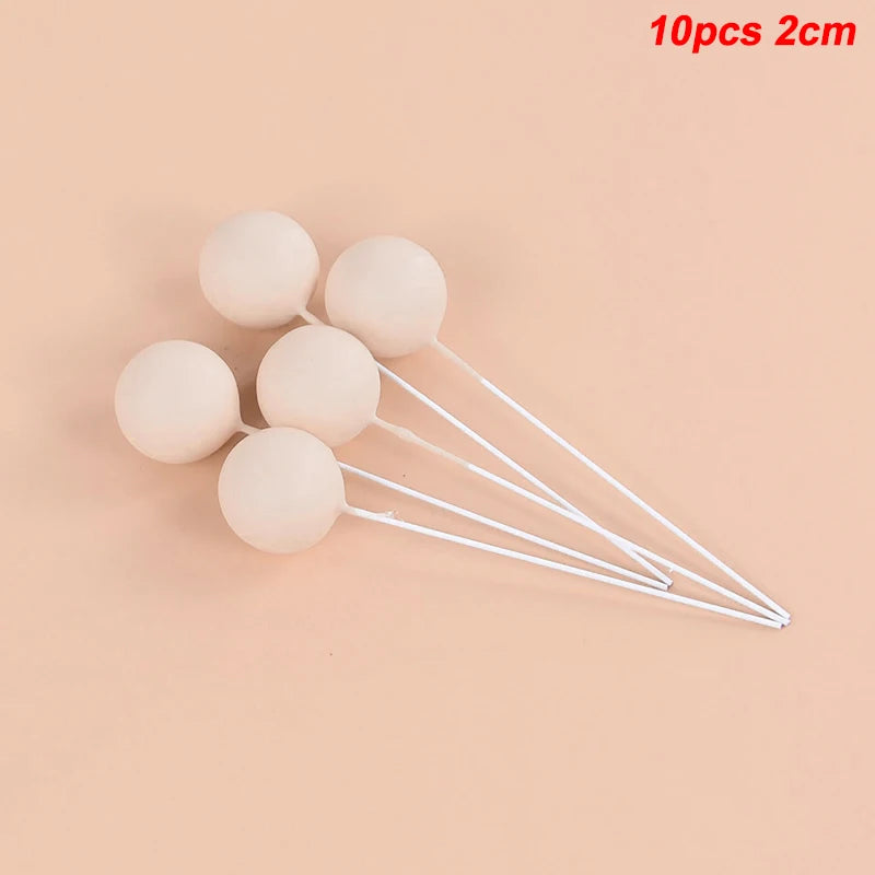 10Pcs Ball Cake Toppers Gold Blue Pink – Party & Wedding Cake Topper Set Babs 10pcs nude-2cm
