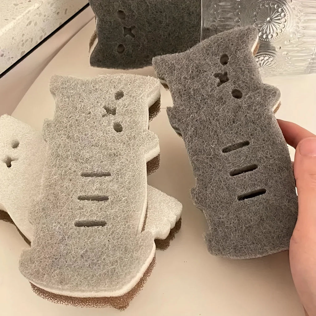 4-Piece Cat Shaped Kitchen Sponge Set – 3-Layer Dish Scrubber Kitchen Cleaning Sponge Babs