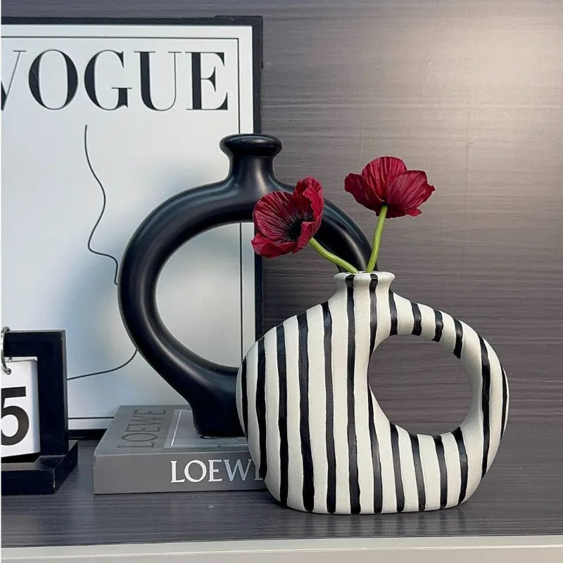 Modern Black & White Ceramic Vase Set – Home Décor Decorative Ceramic Vase Babs
