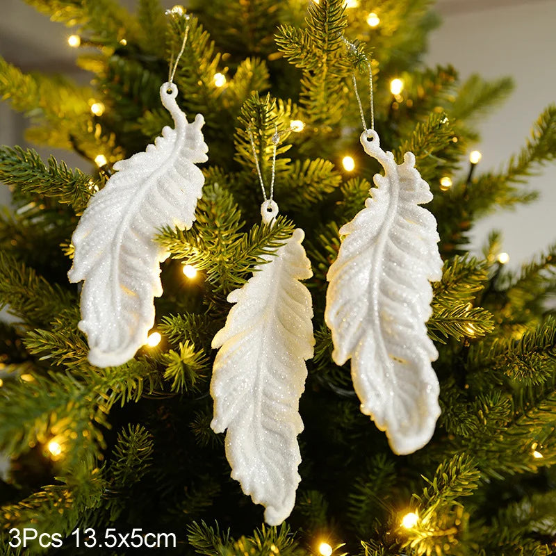 Christmas Tree Ornaments – Snowflake, Angel & Deer Pendants Christmas Tree Ornaments Babs 3pcs feather