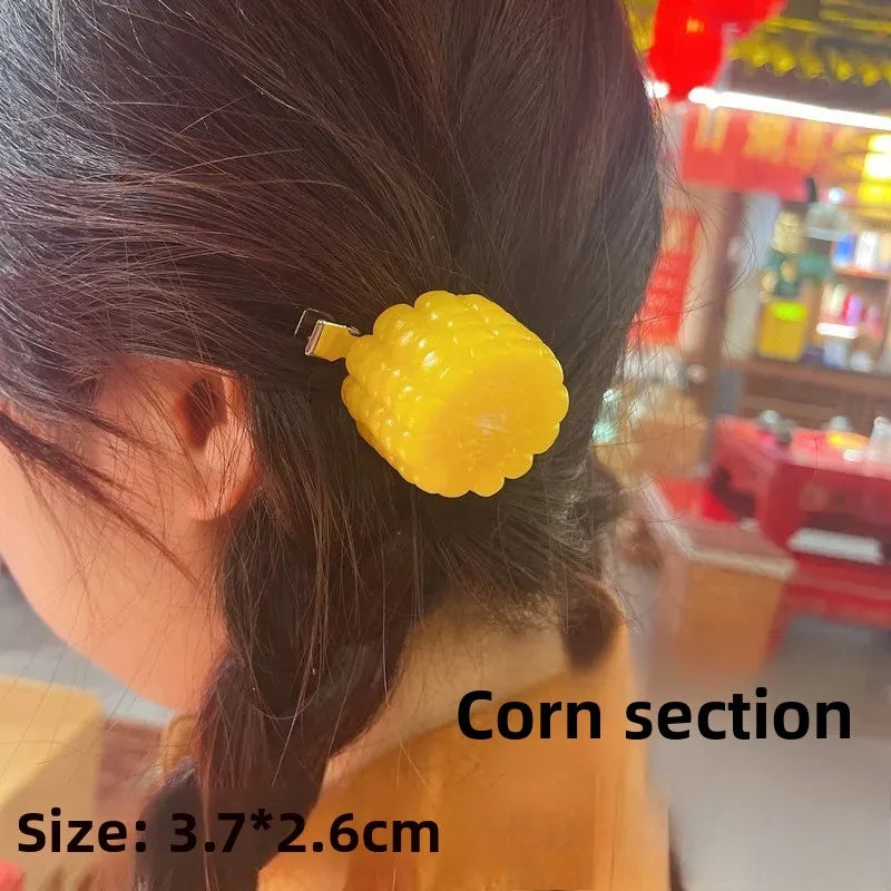 Women's Fun Food Hair Clips – Shrimp & Veggie Barrette Set Novelty Hair Clips Babs
