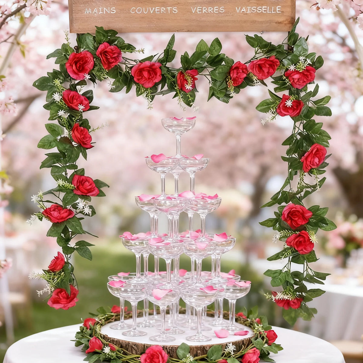 Artificial Rose Vine Garland 220cm – Silk Flower Wall Décor Artificial Flower Garland Babs