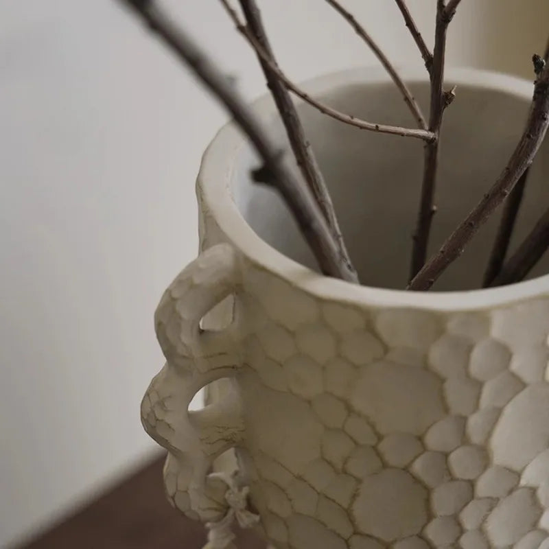 Modern Cement Tassel Vase – Minimalist Indoor Planter Decor Decorative Cement Vase Babs
