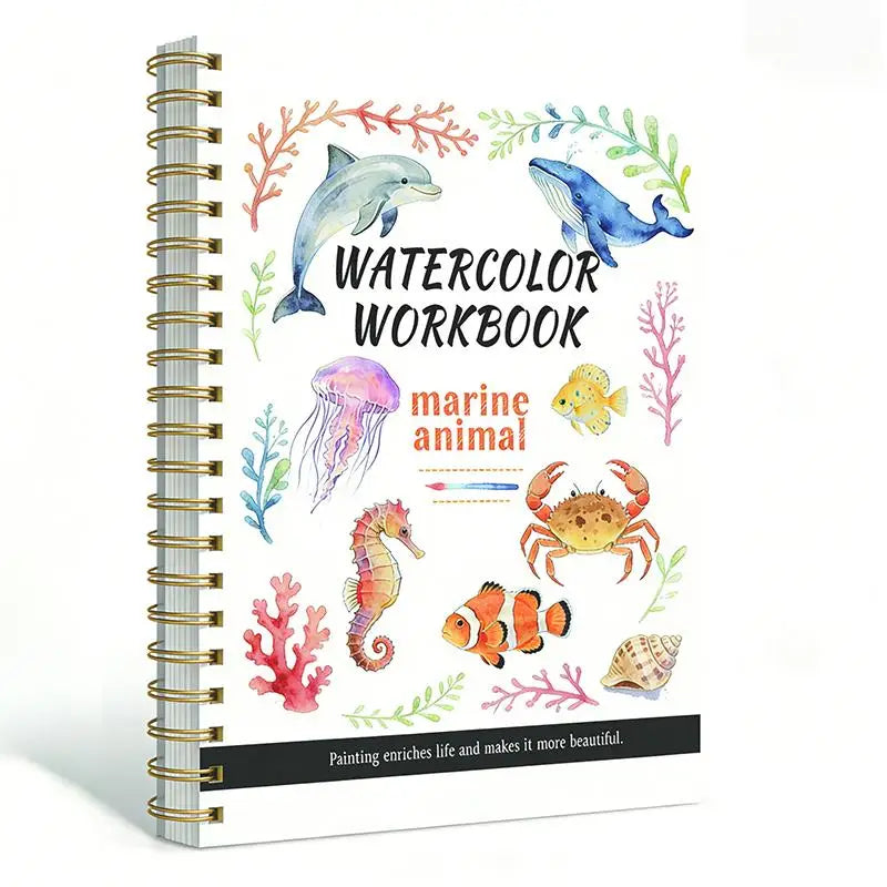 Spiral Bound Watercolor Flower Workbook – Thick Cotton Paper Watercolor Sketchbook Babs A4